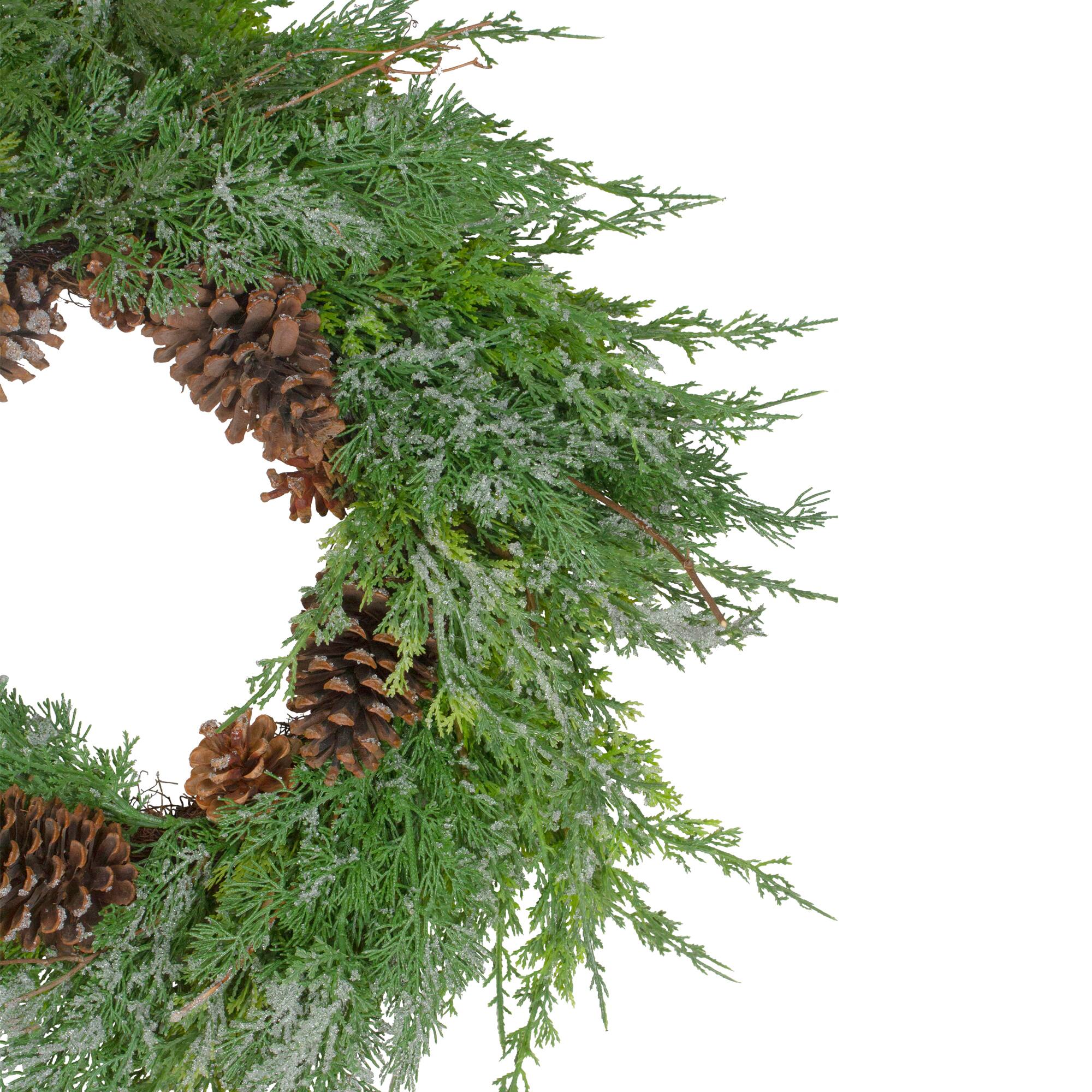 26" Frosted Cedar & Pinecone Christmas Wreath